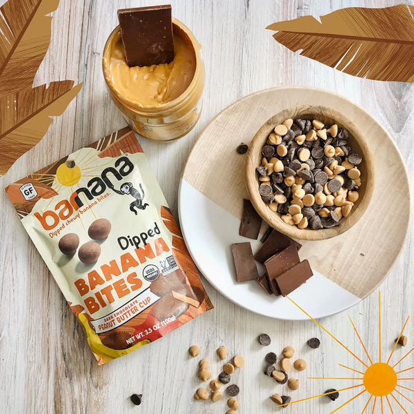 Barnana Organic Peanut Butter Cup Chewy Banana Bites, 3.5 Ounce Bag