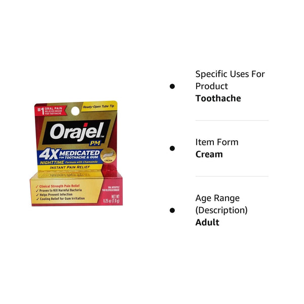 Orajel Maximum Strength Nighttime Toothache Pain Relief Cream - 0.25 Oz