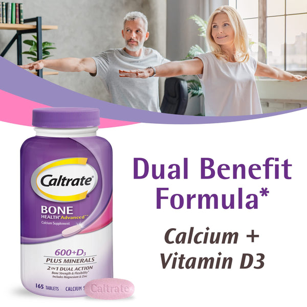 Caltrate 600 Plus D3 Plus Minerals Calcium and Vitamin D Supplement Tablets, Bone Health and Mineral Supplement for Adults - 120 Count (Packaging may vary)