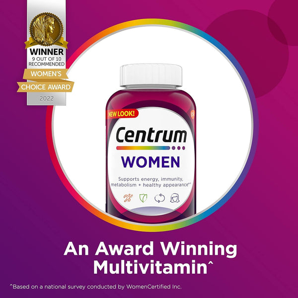 Centrum Multivitamin for Women, Multivitamin/Multimineral Supplement with Iron, Vitamin D3