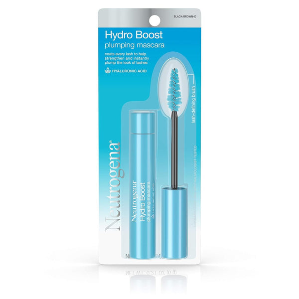 Neutrogena Hydro Boost Plumping Mascara Enriched with Hydrating Hyaluronic Acid, Vitamin E, and Keratin for Dry or Brittle Lashes, Black/Brown 03,.21 oz
