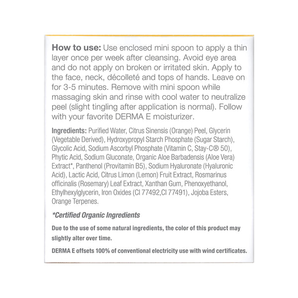 Derma E Vitamin C Instant Radiance Citrus Facial Peel, Resurface Skin, Non-Abrasive Peel, Smooth Skin's Texture