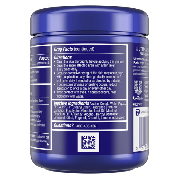 Noxzema Ultimate Clear Face Pads Clears & Prevents Acne Anti-Blemish Made with Over 60% Alcohol 90 Count