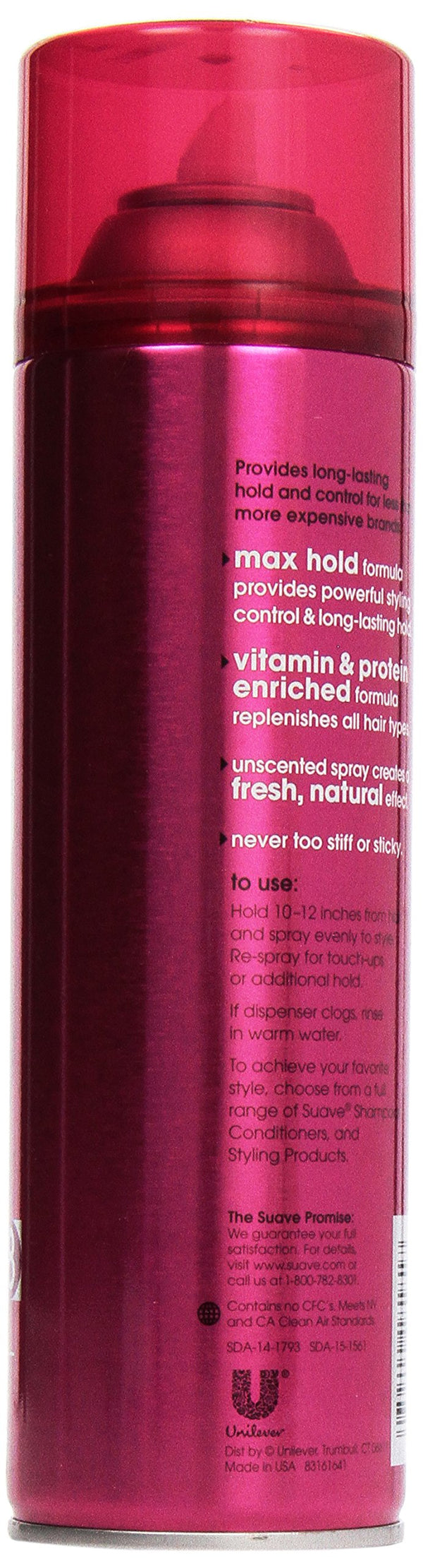 Suave Aerosol Spray Maximum Hold Unscented Hairspray, 11 oz