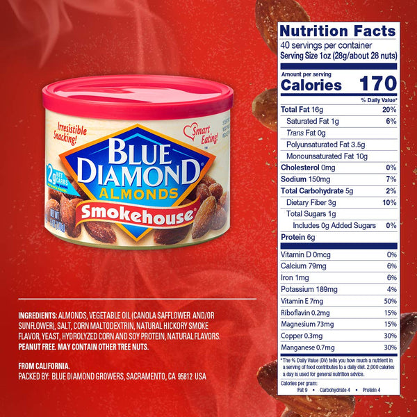 Blue Diamond Almonds, Smokehouse, 6 Oz