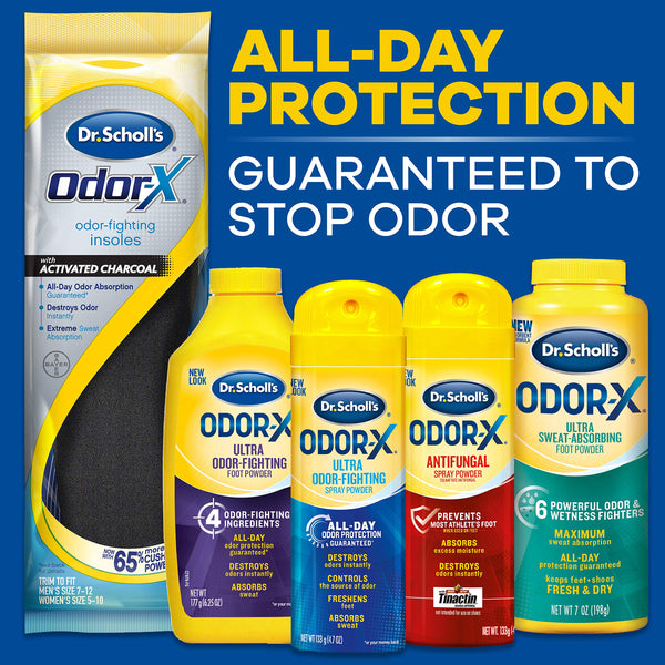 Dr. Scholl’s Odor-X ODOR-FIGHTING Spray Powder // All-Day Odor Protection and Sweat Absorption - Packaging May Vary