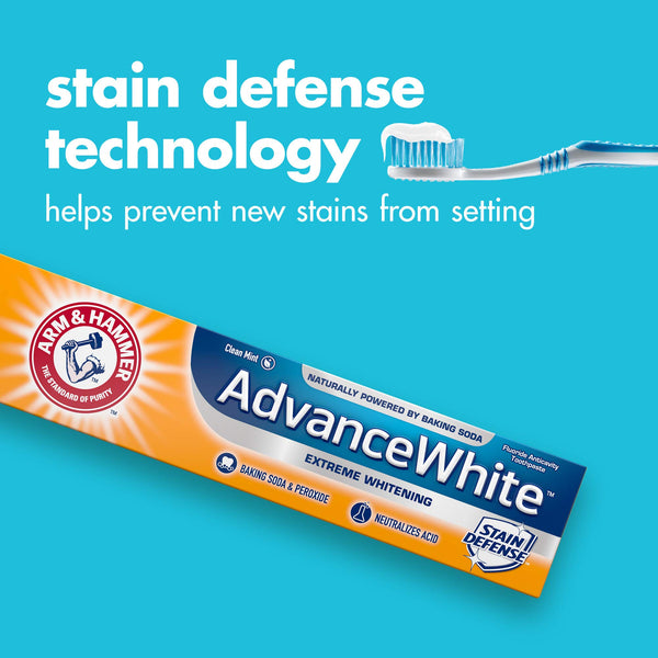 ARM & HAMMER Advanced White Breath Freshening Toothpaste-, One 6oz Tube, Winter Mint- Fluoride Toothpaste