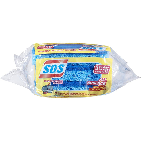 S.O.S All Surface Scrubber Sponge, 3 Count (Packaging May Vary)