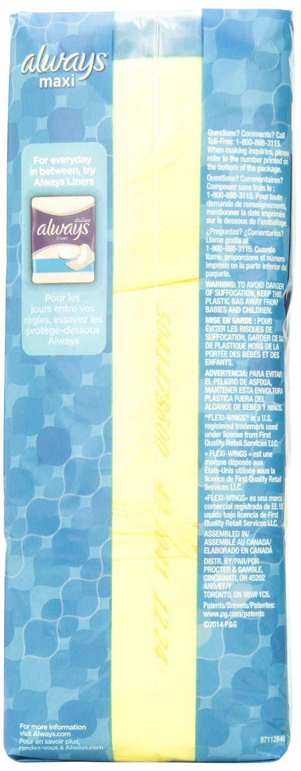 Always Maxi Feminine Pads for Women, Regular Absorbency, with Wings, 36 Count