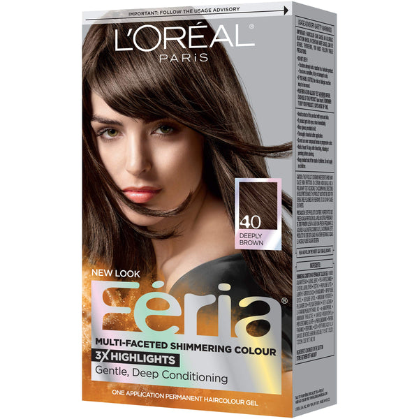 L'Oréal Paris Feria Multi-Faceted Shimmering Permanent Hair Color, 40 Espresso (Deeply Brown), 1 kit Hair Dye