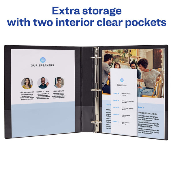 Avery Durable View 3 Ring Binder, 1 Inch Slant Rings, 1 Dark Blue Binder (17014)