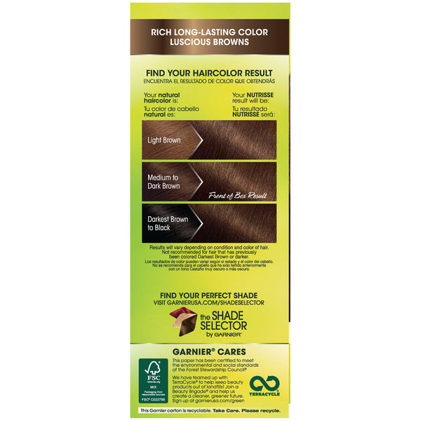Garnier Nutrisse Nourishing Hair Color Creme, 43 Dark Golden Brown (Cocoa Bean) (Packaging May Vary),1 Count