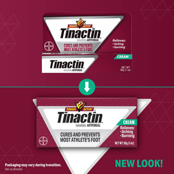 Tinactin Cream, Tolnaftate 1%, Antifungal, AF Treatment, Proven Clinically Effective on Most Athlete’s Foot and Ringworm, 1 Ounce, 30 Grams, Tube