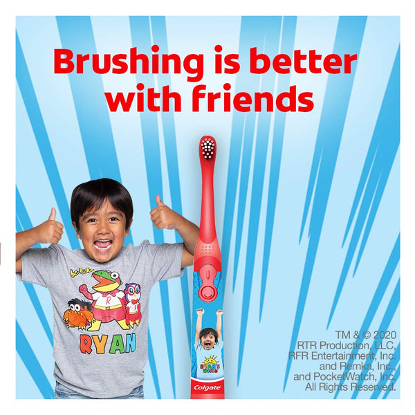 Colgate Kids Battery Powered Toothbrush, Ryan's World - Extra Soft Bristles