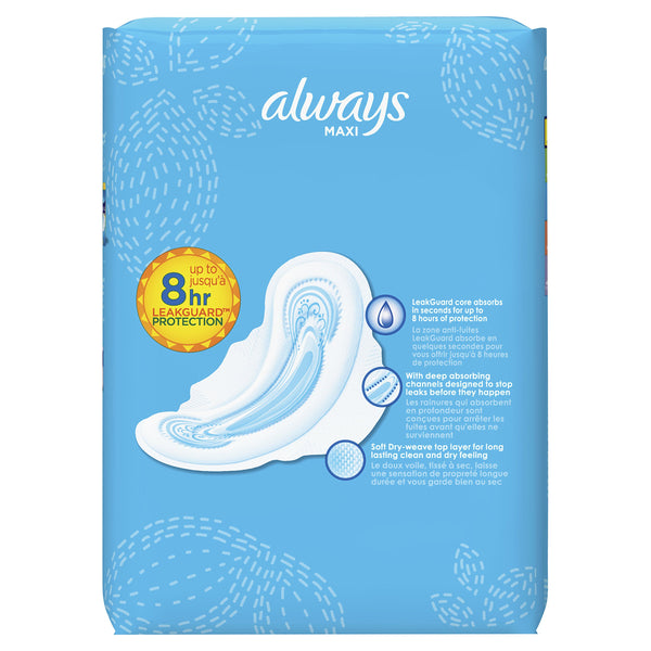 Always Maxi Feminine Pads for Women, Regular Absorbency, with Wings, 36 Count