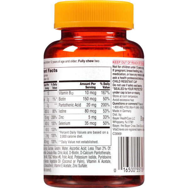 One A Day VitaCraves Immunity Support Multivitamin Gummies*, Supplement with Vitamins A, Vitamin C, Vitamin D, B6, B12, Zinc & more, 70 Count