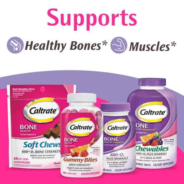 Caltrate 600 Plus D3 Calcium and Vitamin D Supplement Tablets, Bone Health Supplements for Adults - 60 Count