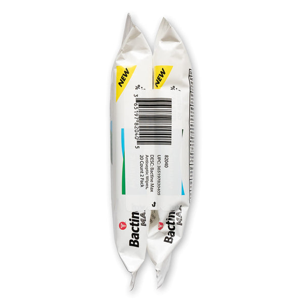 Bactine MAX First Aid Antiseptic Wipes, 40 count, White/Expiry May 2023