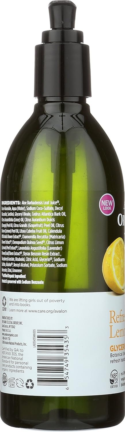 Avalon Organics Glycerin Hand Soap, Refreshing Lemon, 12 Oz