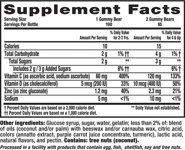 L'il Critters Immune C Kids Gummy Supplement, Fruit Flavored, 190 Count/Expiry April 2024