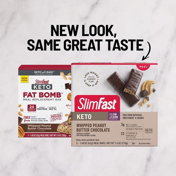 SlimFast Keto Whipped Peanut Butter Chocolate Meal Replacement Bar 5 Count