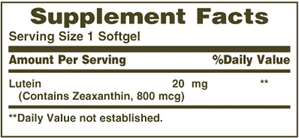 Nature's Bounty Lutein 20 mg 40 Softgels/Expiry 01/2025