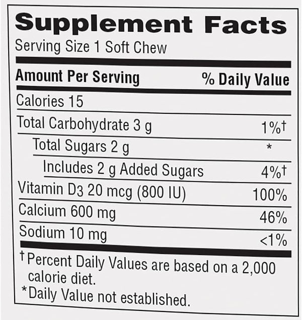 Caltrate Soft Chews 600 Plus D3 Calcium Vitamin D Supplement