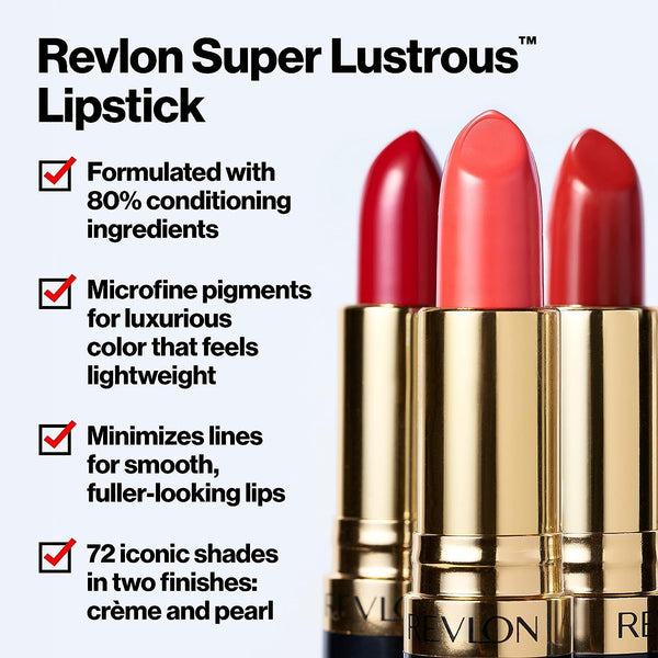 Revlon Lipstick, Super Lustrous Lipstick, Creamy Formula For Soft, Fuller-Looking Lips, Moisturized Feel, 103 Caramel Glace, 0.15 oz