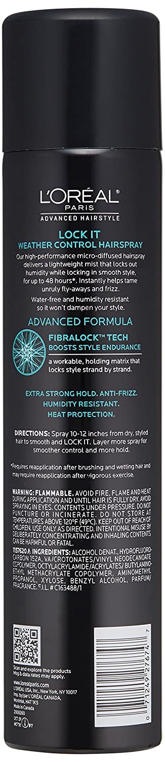 L'Oréal Paris Advanced Hairstyle LOCK IT Weather Control Hairspray, 8.25 oz. (Packaging May Vary)