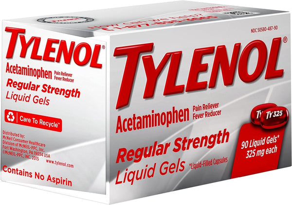Tylenol Regular Strength Liquid Gels with 325 mg Acetaminophen, Pain Reliever & Fever Reducer, 90 ct