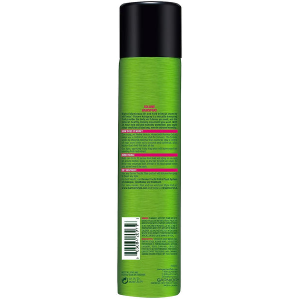 Garnier Fructis Style Volume Hairspray, All Hair Types, 8.25 Oz. (Packaging May Vary), 3Count