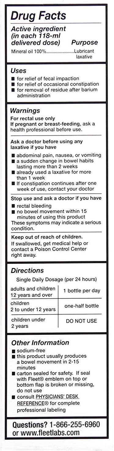 Fleet Mineral Oil Enema, Latex Free - 4.5 fl oz/Expires 03/2026