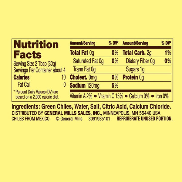 Old El Paso Chopped Green Chiles, 4.5 oz