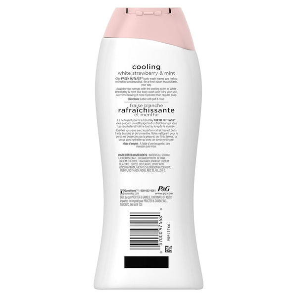 Olay Fresh Outlast Cooling White Strawberry and Mint Body Wash, 22 Fluid Ounce