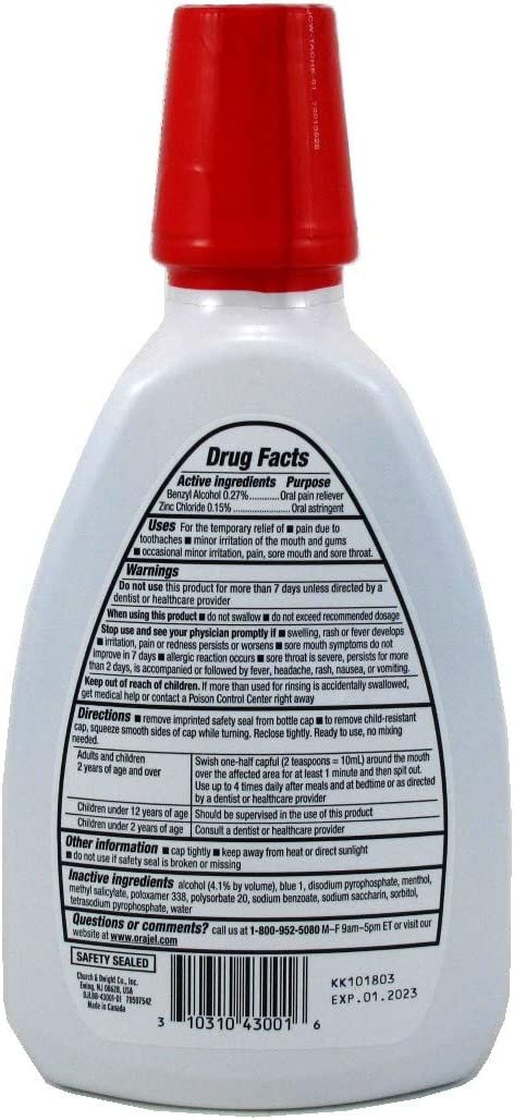 Orajel Soothing Toothache Rinse, Mint, 16 Fl.Oz