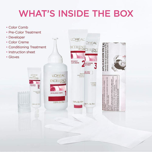 L'Oreal Paris Excellence Creme 1 Black Level 3 Permanent Hair Color, 1 Application