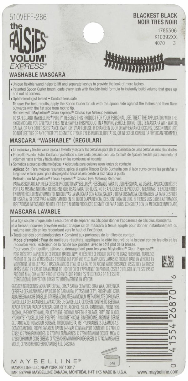 Maybelline New York Makeup Volum' Express The Falsies Flared Washable Mascara,
