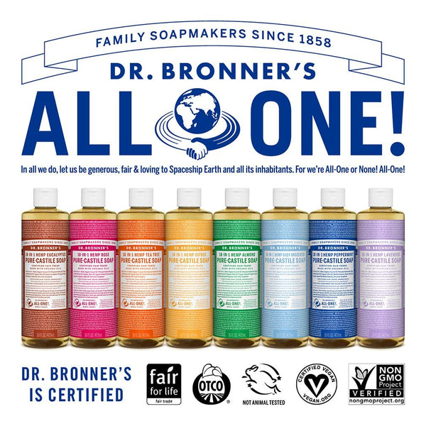 Dr. Bronner’s - Pure-Castile Liquid Soap (Lavender, 16 ounce) - Made with Organic Oils, 18-in-1 Uses: Face, Body, Hair, Laundry, Pets & Dishes, Concentrated, Vegan, Non-GMO