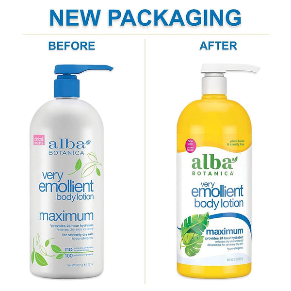 Alba Botanica Very Emollient Body Lotion, Maximum Dry Skin Formula, 32 Oz