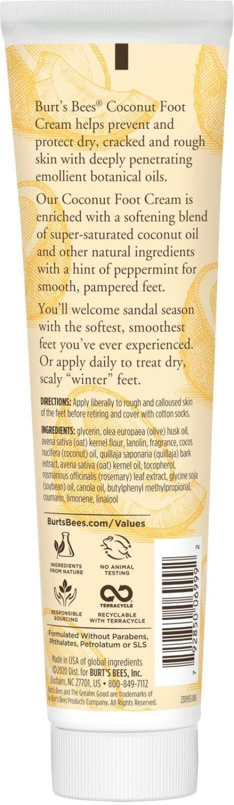 Burt's Bees Coconut Oil Foot Cream, 4.34 Oz (Package May Vary)