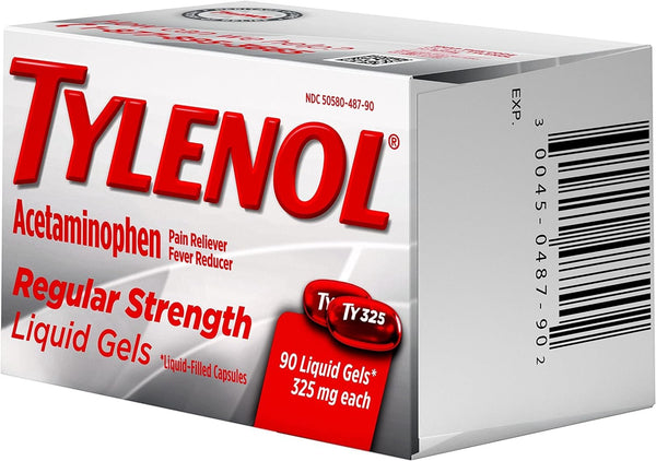 Tylenol Regular Strength Liquid Gels with 325 mg Acetaminophen, Pain Reliever & Fever Reducer, 90 ct