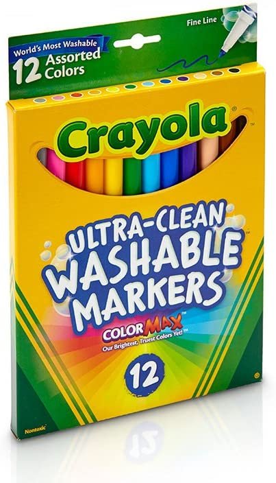 Crayola Fine Line Markers, Washable Markers, 12 Count