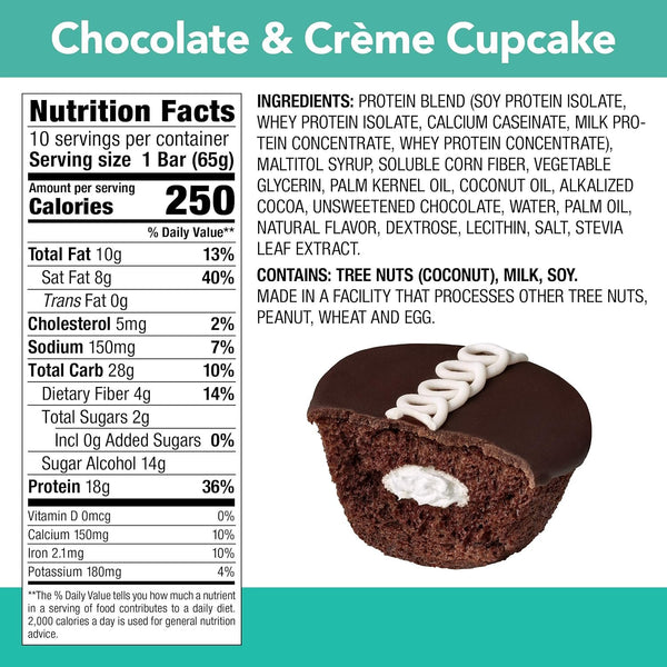 think! Protein Bars, High Protein Snacks, Gluten Free, Low Sugar Energy Bar with Whey Protein Isolate, Chocolate & Crème Cupcake, Nutrition Bars without Artificial Sweeteners, 2.1 Oz (10 Count)