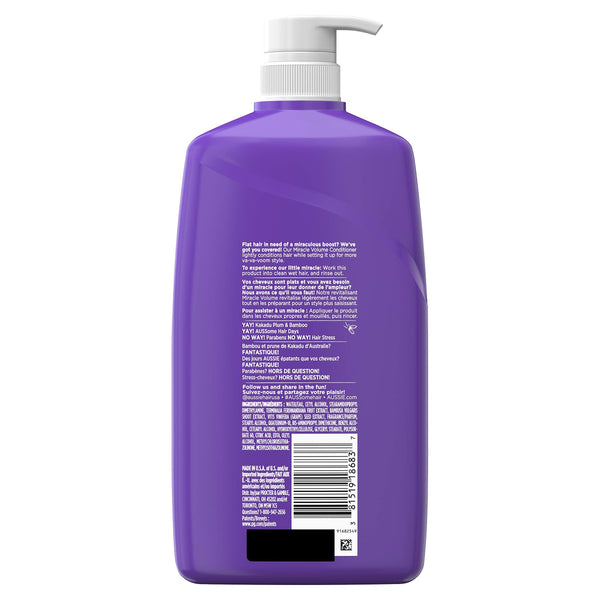 Aussie, Miracle Volume with Plum Bamboo Paraben Free Conditioner, 26.2 Fl Oz