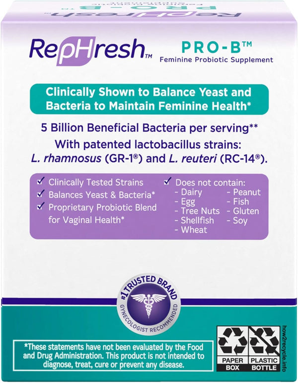 RepHresh Pro-B Probiotic Supplement for Women, 30 Oral Capsules