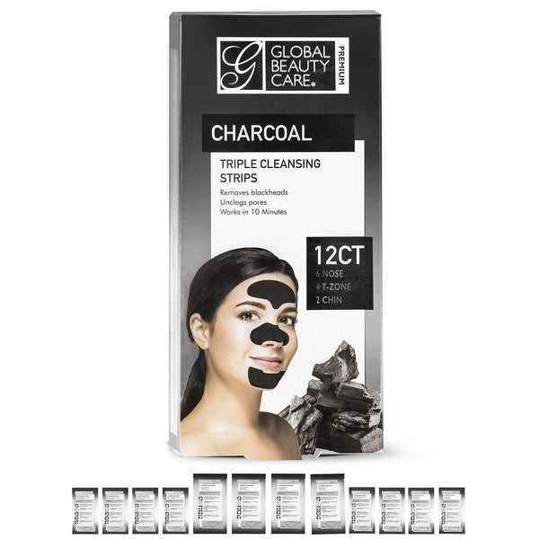 Global Beauty Care Premium Triple Zone Activated Charcoal Nose Strips 12 Count