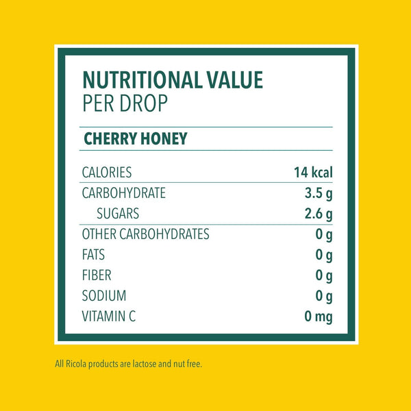 Ricola Cherry Honey Throat Drops, 24 Drops, Naturally Soothing Relief that