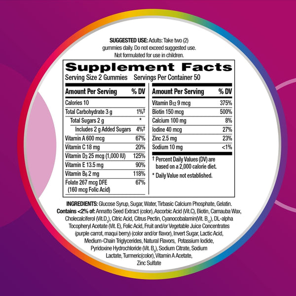 Centrum Women's Multivitamin Supplement Gummies, Assorted Fruit, 170 Ct