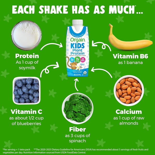 Orgain Orgain Organic Kids Nutritional Vegan Plant Protein Shake Pack of 12