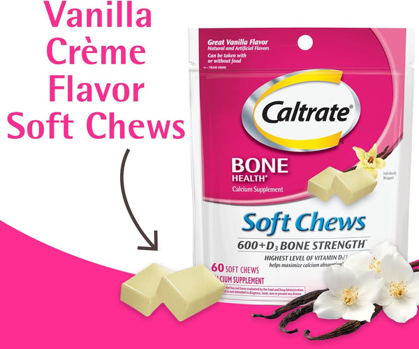 Caltrate Soft Chews 600 Plus D3 Calcium Vitamin D Supplement